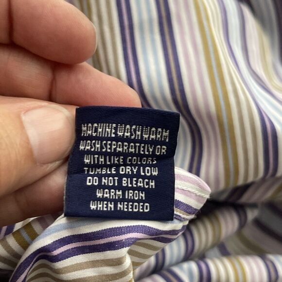 Robert Graham Long Sleeve Button Down Cotton Embroidered Striped Shirt Sz Lg - Picture 11 of 13